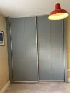 2 door, fjord green sliding wardrobe with twin shaker design, fitted in Barnard Castle
